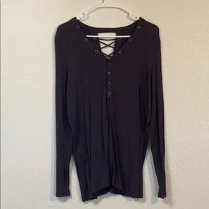 Torrid Long Sleeve Grey Criss Cross Back